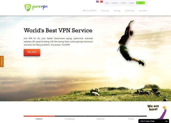 Website purevpn.com des VPN Anbieters purevpn