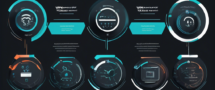 Create an informative infographic comparing VPN prices and options. Include visual elements such as charts, icons, and symbols representing different VPN services, pricing tiers, features like security and speed, and user interface design. The style should be modern and engaging, using a color palette that conveys technology and trust.